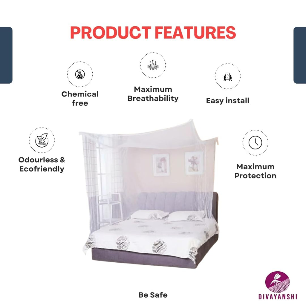 Ivory Mosquito Net for Single Bed/Double Bed