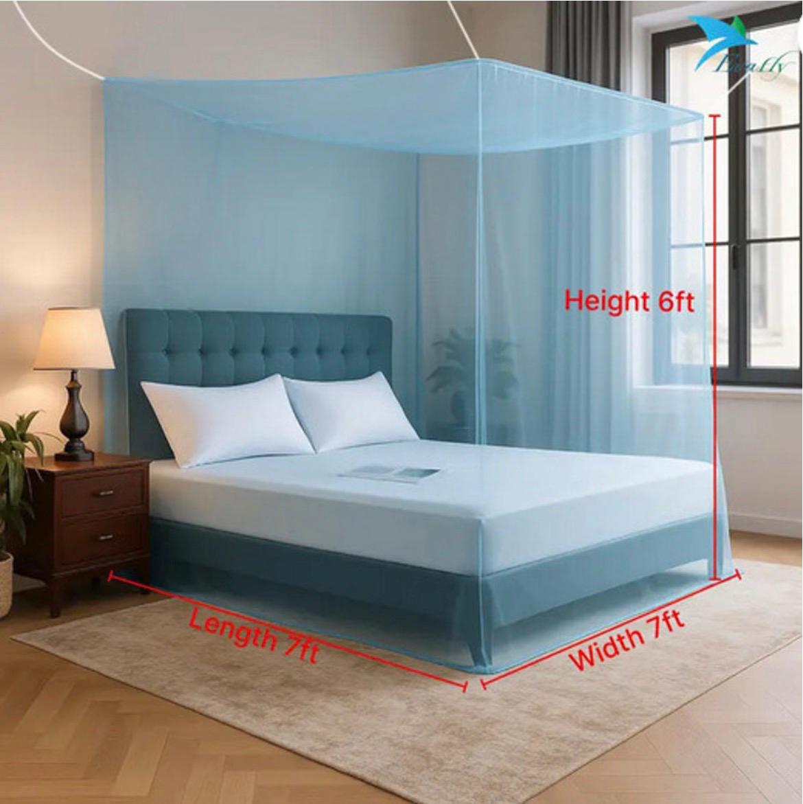 Luxury Floral Blue 7x8 Mosquito Net Canopy