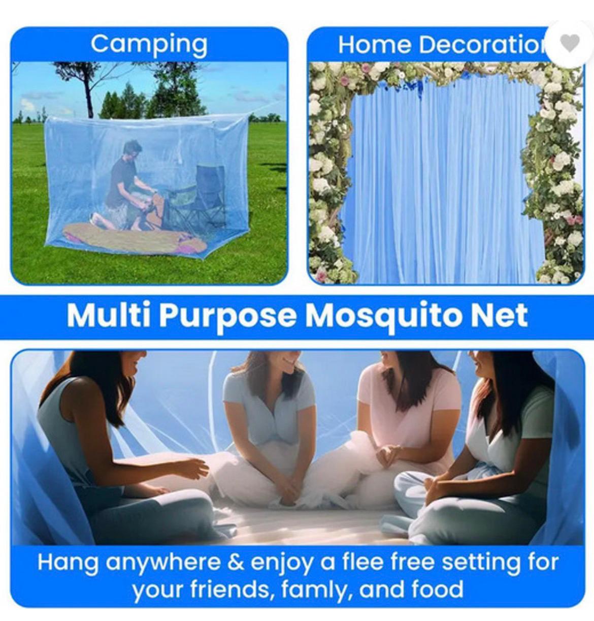 Luxury Floral Blue 7x8 Mosquito Net Canopy