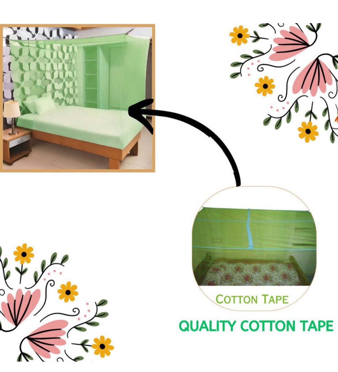 Luxury Floral Blue 7x8 Mosquito Net Canopy