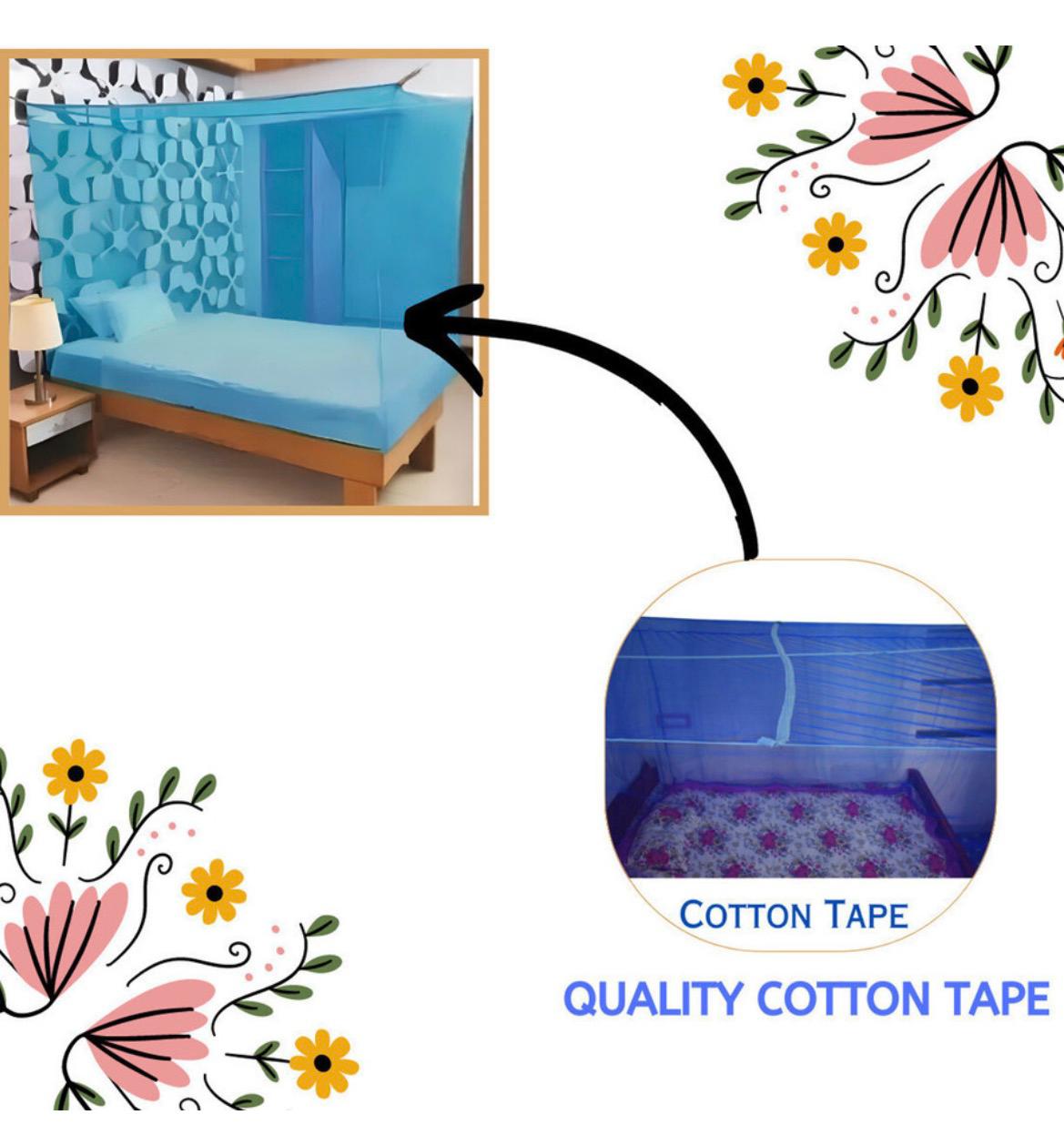 Luxury Floral Blue 7x8 Mosquito Net Canopy