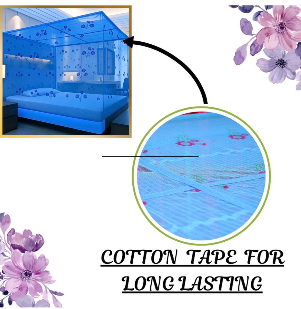 Luxury Floral Blue 7x8 Mosquito Net Canopy