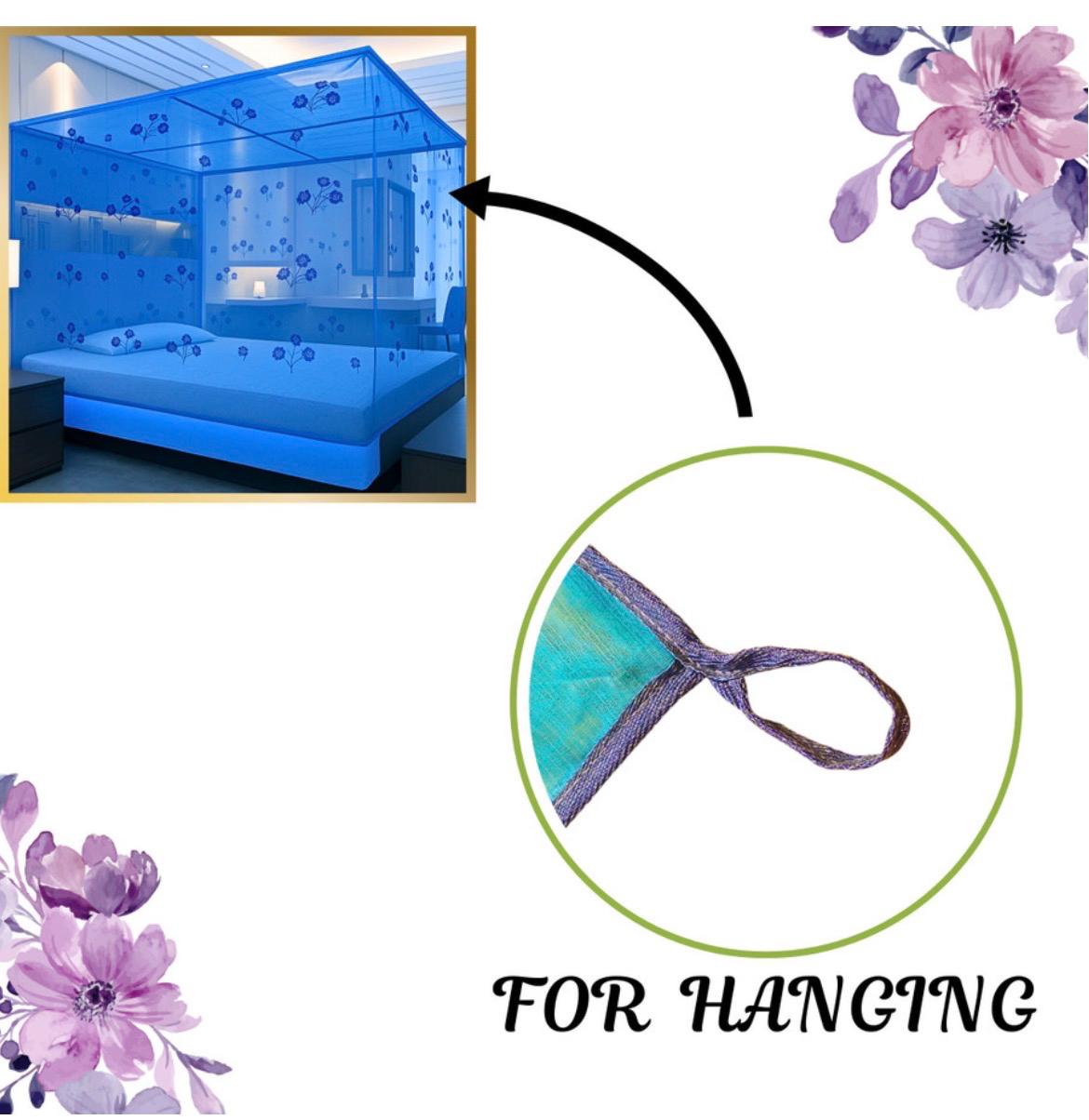 Luxury Floral Blue 7x8 Mosquito Net Canopy